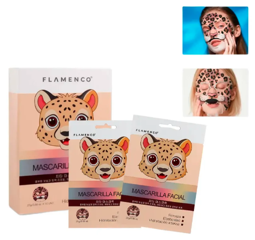 12 Mascarillas Faciales Flamenco