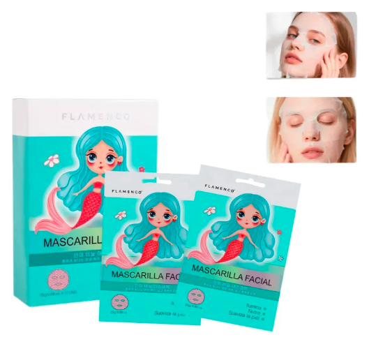 12 Mascarillas Faciales Flamenco