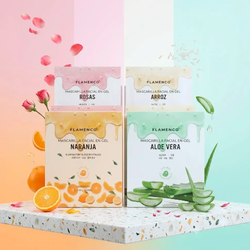 10 Mascarillas Facial en Gel Flamenco