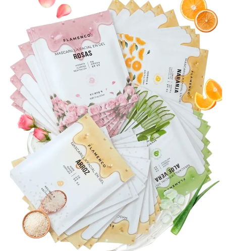 10 Mascarillas Facial en Gel Flamenco