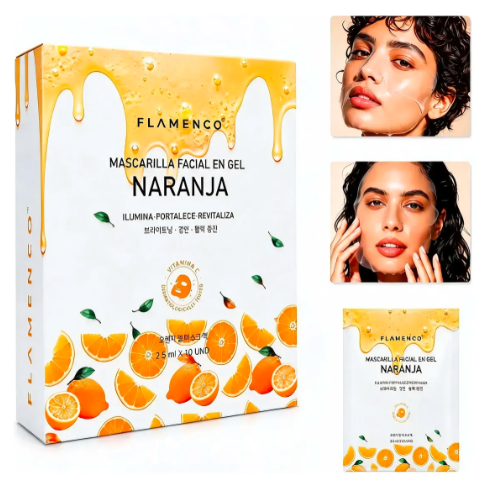 10 Mascarillas Facial en Gel Flamenco