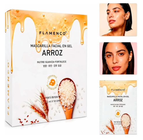 10 Mascarillas Facial en Gel Flamenco